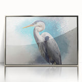 Framed wall art collection featuring a serene heron and egret design in acrylic, showcasing silver accents and vibrant colors, perfect for home decor.