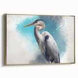 Framed wall art collection showcasing elegant heron and egret designs on a textured canvas, featuring a gold border for an upscale decor touch. Perfect for nature lovers.