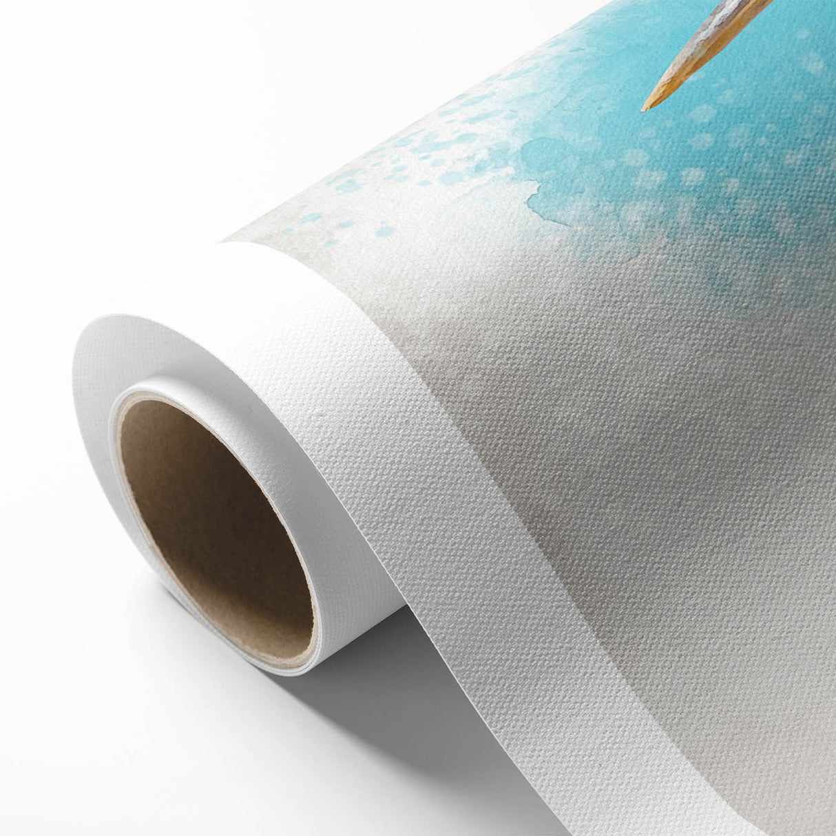 Colorful rolled canvas wall art showcasing a heron and egret design, ideal for nature enthusiasts, packaged securely in a cardboard tube for safe delivery.