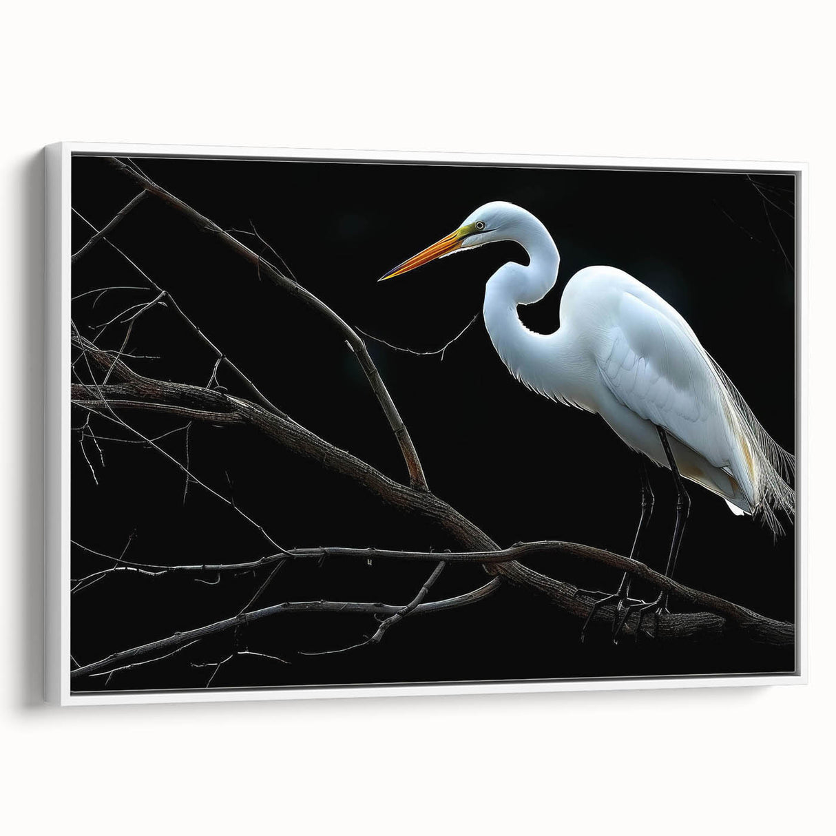 Framed wall art collection showcasing a heron and egret design on a white background, highlighting tranquil wildlife themes for home decor. Perfect for nature enthusiasts.