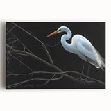 Stretched canvas wall art showcasing a serene heron and egret design, featuring vibrant colors and intricate details, perfect for enhancing modern home decor.