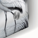 Close-up of a stunning wall art collection featuring elegant heron and egret designs, printed on acrylic glass, showcasing vibrant colors and intricate details, perfect for enhancing modern decor.