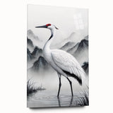 Elegant wall art featuring a side view of a heron and egret design, crafted on acrylic glass, showcasing vibrant colors and intricate details, perfect for nature lovers.