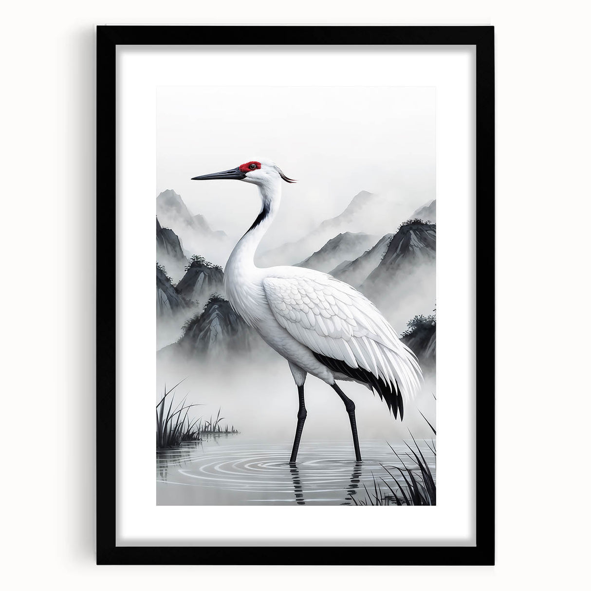 Framed wall art collection featuring elegant heron and egret designs in a black matte frame, perfect for enhancing home decor with a touch of nature.
