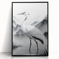 Framed wall art collection featuring elegant heron and egret designs in black acrylic, showcasing a serene nature scene with vibrant colors, perfect for home decor.