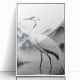 Framed wall art collection featuring elegant herons and egrets in a serene natural setting, with a sleek white frame and protective acrylic cover. Perfect for enhancing home decor with a touch of nature.