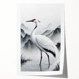 Beautiful rolled print of herons and egrets in an elegant design, showcasing detailed feather patterns and soft color gradients, perfect for nature-themed decor.