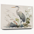 Side view of a stunning acrylic glass wall art piece featuring a heron and egret design, showcasing vibrant colors and intricate details, ideal for nature-inspired decor.