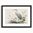 Elegant black-framed wall art featuring a heron and egret design, showcasing intricate details and vibrant colors, perfect for enhancing any modern decor.