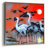 Framed wall art collection showcasing elegant herons and egrets against a silver backdrop, perfect for enhancing modern home decor. Ideal for bird lovers and nature enthusiasts.