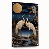 Elegant wall art collection showcasing a side view of heron and egret designs, crafted from acrylic glass with decorative pins, ideal for nature-themed decor.