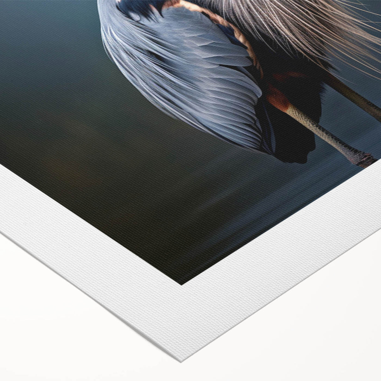Colorful rolled canvas artwork depicting a serene heron and egret design against a natural backdrop, perfect for enhancing home decor with a touch of wildlife elegance.