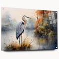Acrylic glass wall art featuring a serene heron and egret design, showcasing vibrant colors and intricate details, perfect for enhancing contemporary decor.