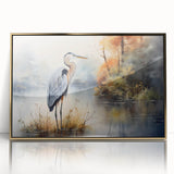Framed wall art collection showcasing a heron and egret design in elegant gold accents, featuring detailed bird illustrations against a neutral background.