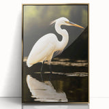 Framed wall art collection showcasing a heron and egret design on a gold-accented background, perfect for enhancing contemporary home decor.