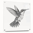 Acrylic wall art featuring a vibrant hummingbird design, showcasing vivid colors and intricate details, displayed in a side view with decorative pins for easy mounting. Perfect for nature-inspired decor and bird enthusiasts.