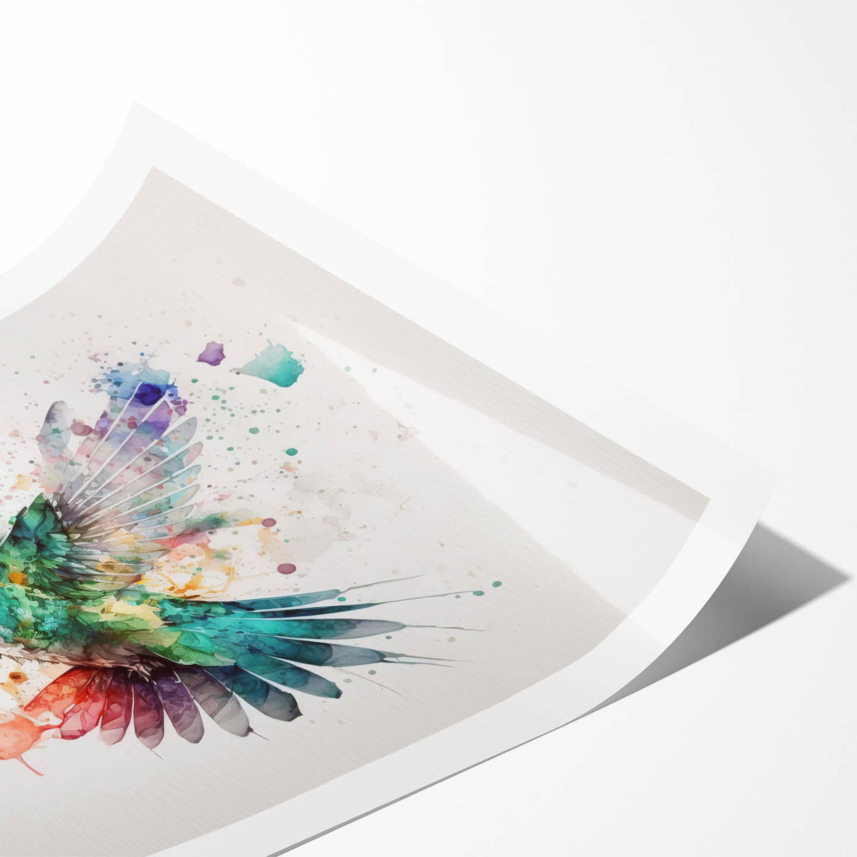 Colorful hummingbird wall art design showcasing vibrant blues and greens, featuring intricate details and a delicate, flowing composition, perfect for home décor.