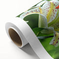 Vibrant rolled canvas featuring a detailed hummingbird design in an artistic composition, showcasing vivid colors and intricate patterns, ideal for home decor.