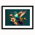 Hummingbird wall art collection framed in black, showcasing vibrant colors and intricate designs, perfect for nature lovers and modern decor enthusiasts.