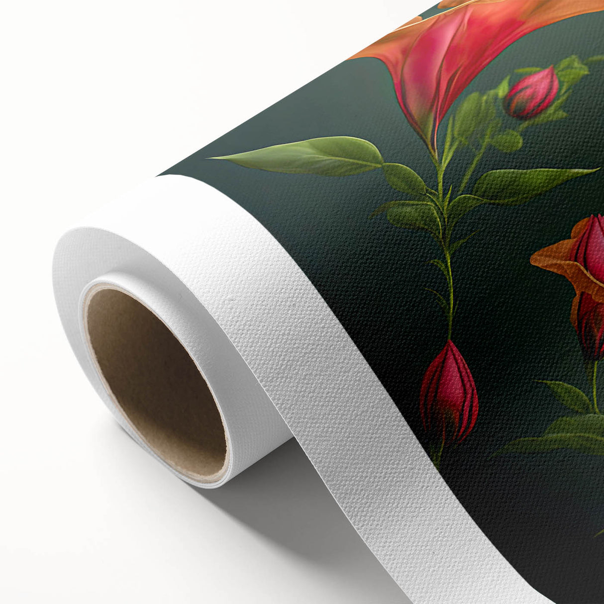 Vibrant rolled canvas depicting a colorful hummingbird design, showcasing intricate details and vivid colors, ideal for enhancing home decor and artistic spaces.