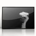 Framed acrylic wall art featuring a striking ostrich design in black, perfect for modern decor. Ideal for bird lovers and nature enthusiasts seeking unique home accents.