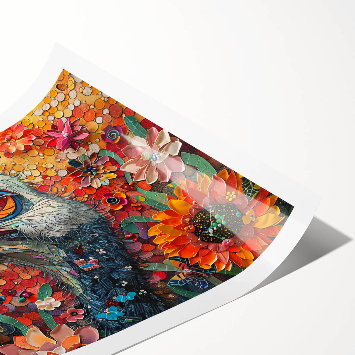 Ostrich-themed wall art print showcasing vibrant colors and intricate designs, elegantly rolled and packaged in a protective tube for art lovers and home decor enthusiasts.