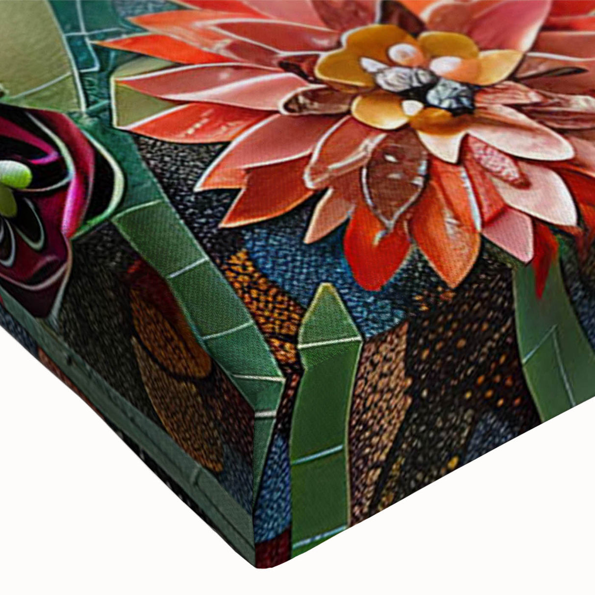 Close-up of a vibrant ostrich-themed wall art canvas featuring intricate details and bold colors, perfect for adding a unique touch to home decor.