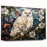 Stylish acrylic glass wall art showcasing a beautiful owl design, side view, perfect for modern home decor. Features vibrant colors and intricate details, ideal for nature enthusiasts.