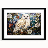 Black-framed wall art collection featuring an intricate owl design, perfect for nature enthusiasts. The piece showcases detailed bird illustrations, adding elegance to any space.