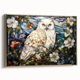 Framed wall art featuring an elegant gold-accented owl design on canvas, showcasing intricate details and textures, ideal for modern home decor.