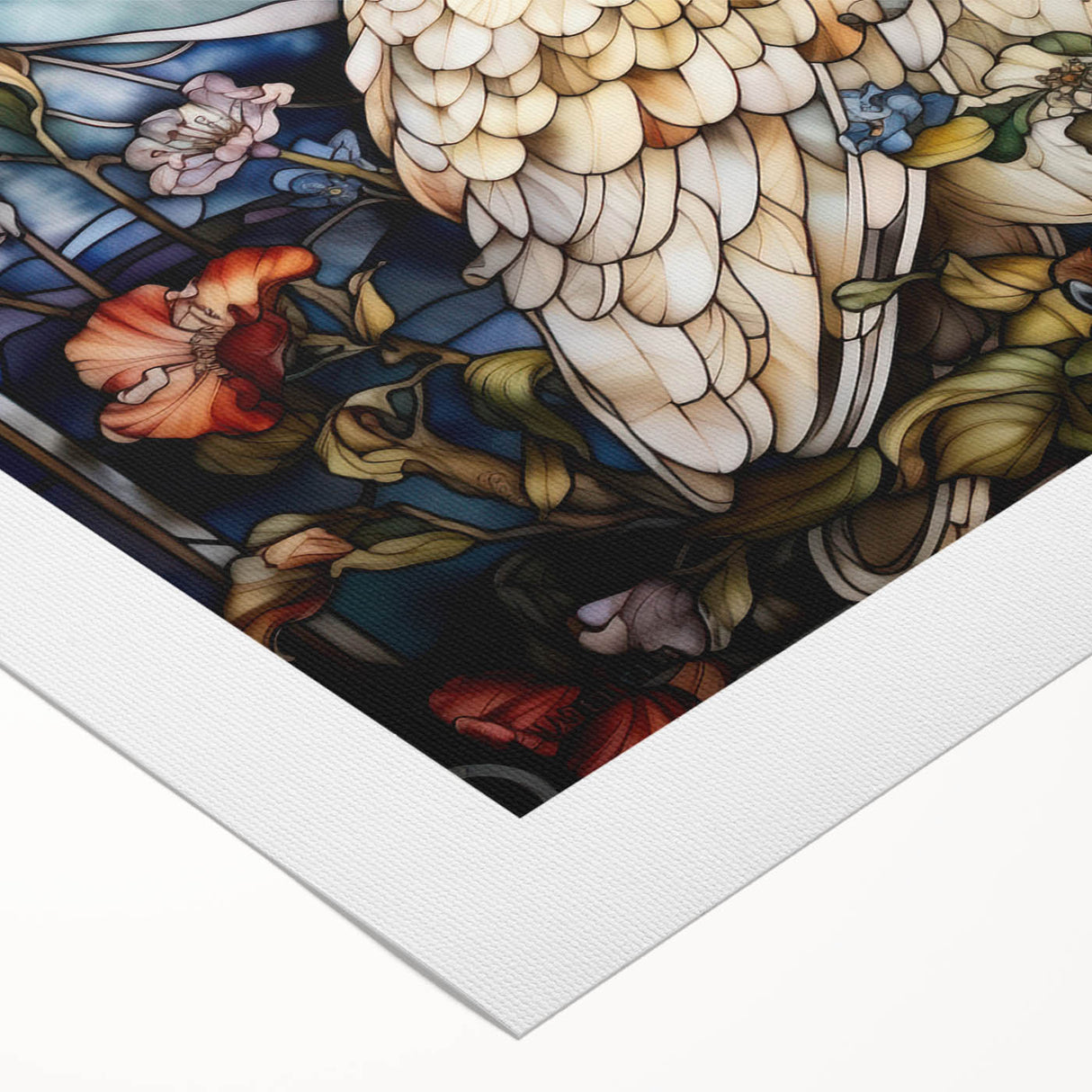Rolled canvas wall art showcasing an intricate owl design with vibrant colors and detailed feathers, perfect for adding a whimsical touch to home decor.