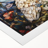 Rolled canvas wall art showcasing an intricate owl design with vibrant colors and detailed feathers, perfect for adding a whimsical touch to home decor.