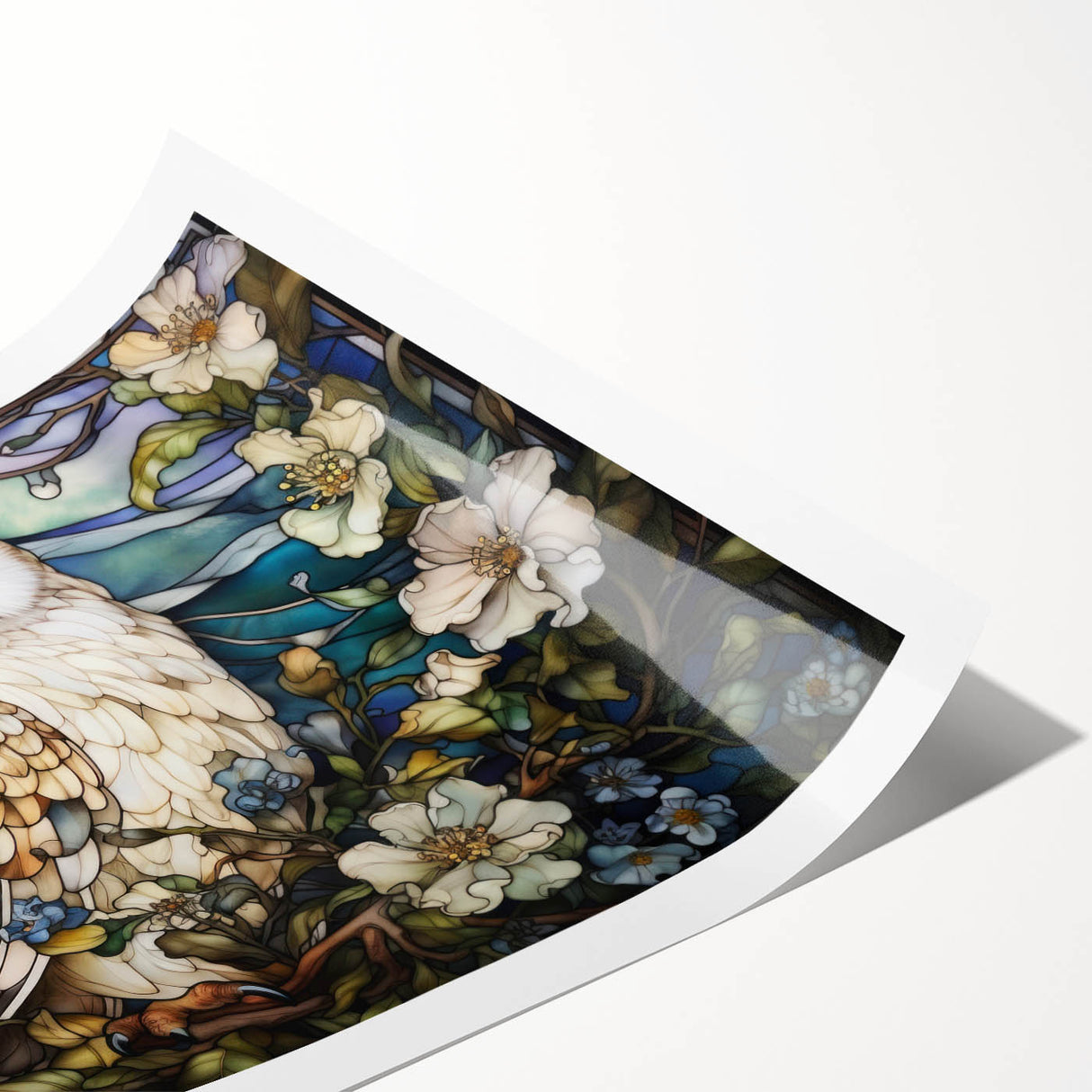 Rolled print showcasing an intricately designed owl wall art piece in rich colors, perfect for enhancing any modern decor. Packaged securely in a cardboard tube for safe shipping.