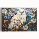 Stretched canvas wall art featuring a striking owl design with intricate details and vibrant colors, perfect for enhancing home decor and showcasing nature's beauty.