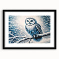 Framed wall art collection featuring a majestic owl design, showcased in a sleek black frame with a mat, perfect for modern home decor. Ideal for bird lovers and nature enthusiasts.