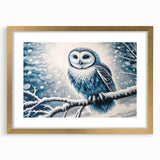 Elegant wall art featuring a gold-framed owl design, showcasing intricate details and vibrant colors, perfect for enhancing home decor and bird-themed spaces.