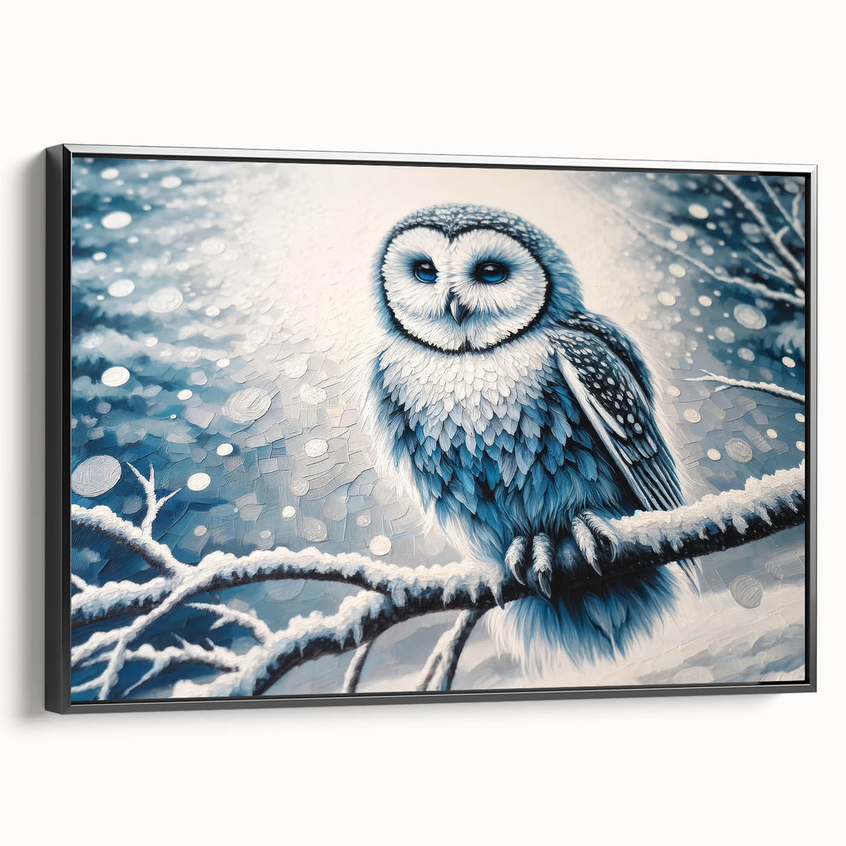 Framed wall art featuring a sleek black side view of an owl design on canvas, perfect for modern home decor. Ideal for nature lovers and art enthusiasts.