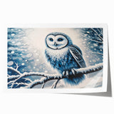 Owl-themed wall art print showcasing intricate designs and vibrant colors, rolled and ready for display, perfect for adding a whimsical touch to home decor.