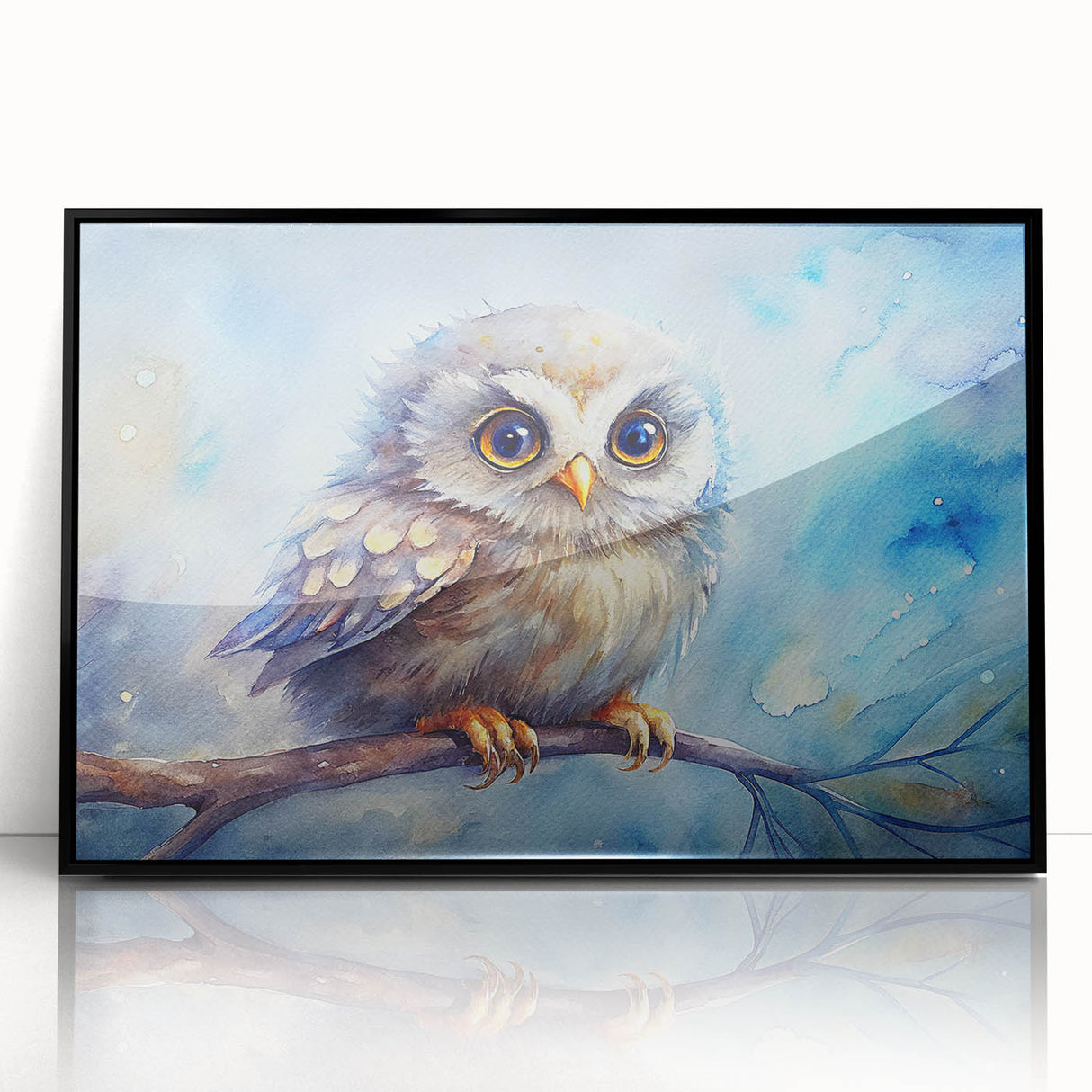 Framed black acrylic wall art featuring a detailed owl design, perfect for contemporary home decor. This striking piece adds a touch of nature-inspired elegance to any living space.