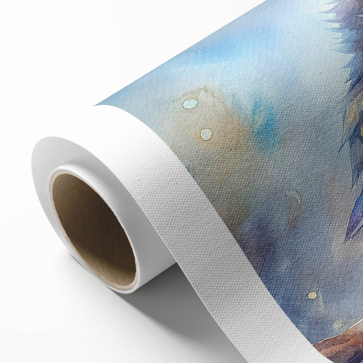 Owl-themed rolled canvas wall art showcasing intricate design details, featuring vibrant colors and textures, ideal for home decor enthusiasts and wildlife lovers.