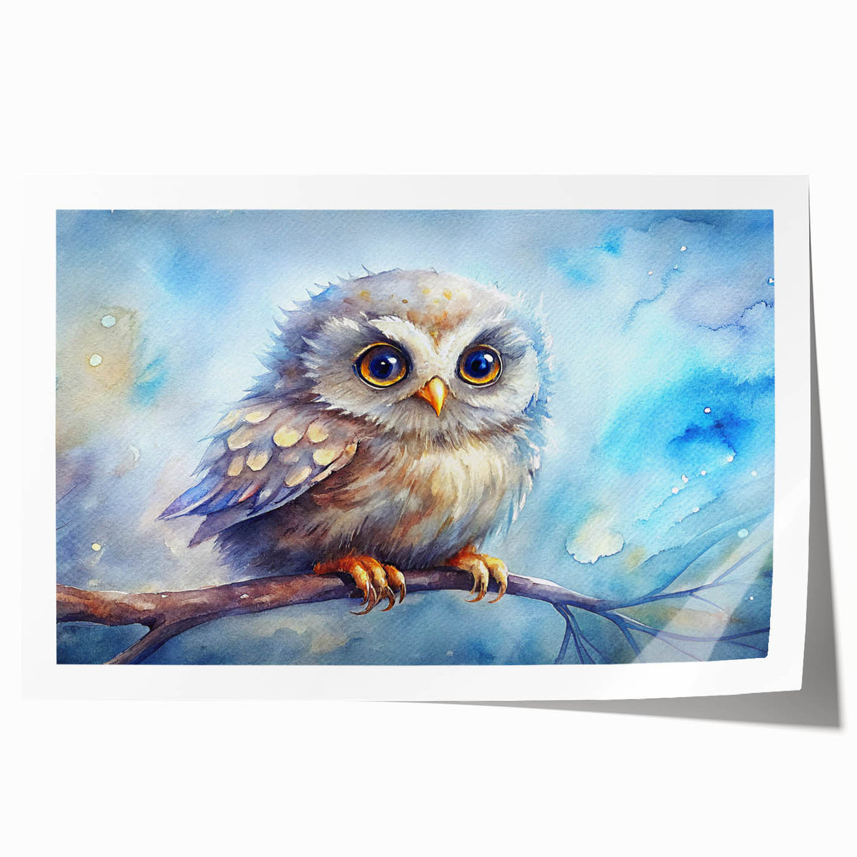 Owl-themed wall art print showcasing intricate designs in earthy tones, rolled for easy shipping, perfect for nature-inspired home decor.