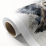 Rolled canvas showcasing a vibrant owl design in rich colors, perfect for adding a whimsical touch to home decor; securely packaged in a durable cardboard tube.