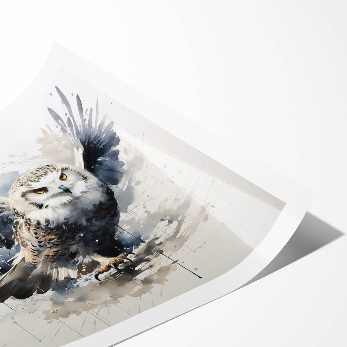 Colorful owl wall art print featuring intricate designs on a rolled canvas, showcasing vibrant hues and detailed patterns, ideal for enhancing home decor.