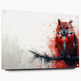 Wall art collection featuring a side view of an acrylic glass design depicting colorful owls, elegantly mounted with pins, perfect for nature-inspired decor.