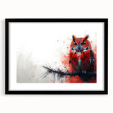 Black-framed wall art featuring an intricate owl design, showcasing rich colors and detailed textures, perfect for enhancing modern home decor.