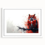 Framed wall art collection featuring a stylized owl design with intricate details, set in a white mat and sleek frame, perfect for modern home decor.