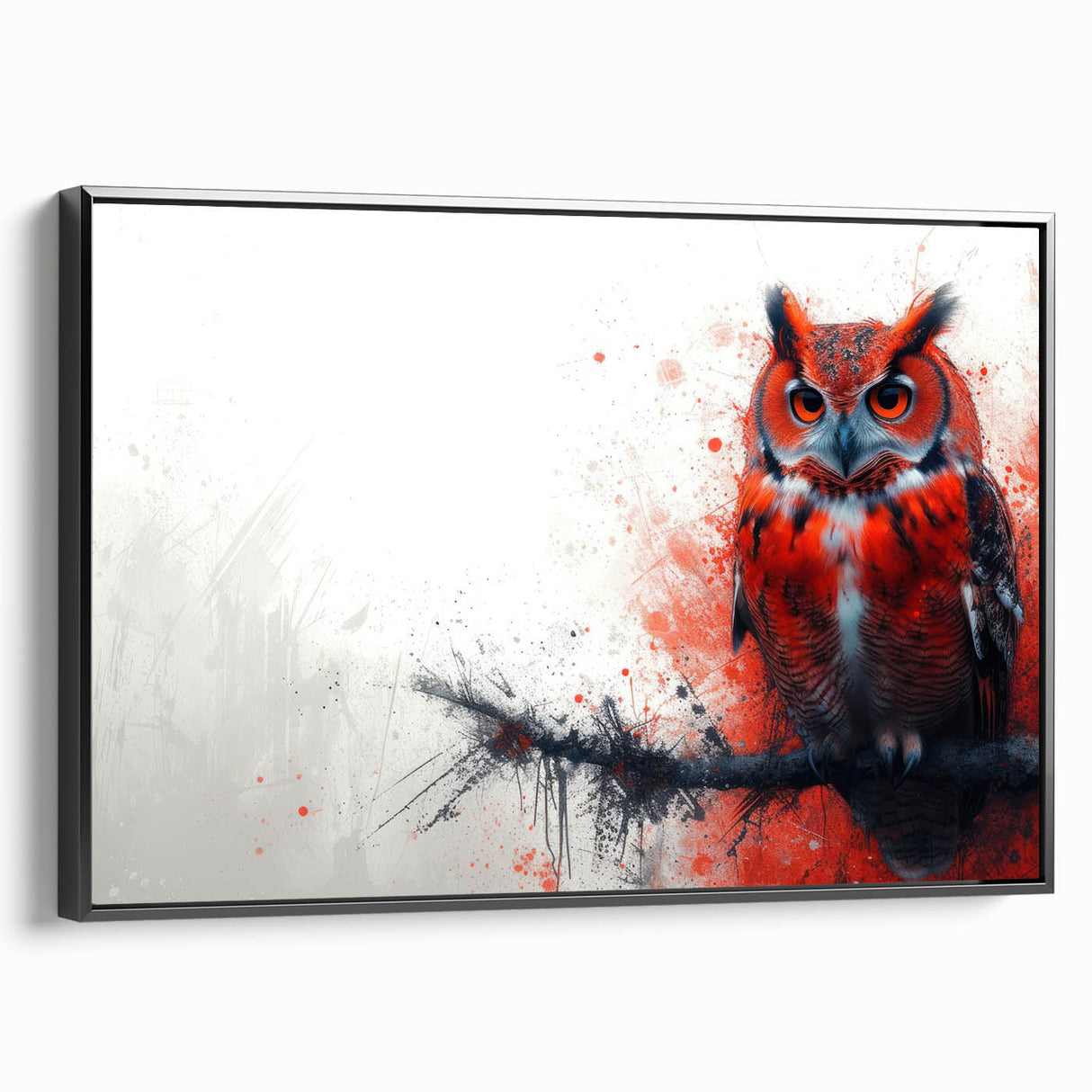 Framed canvas wall art collection featuring a stylized owl design in black, showcasing intricate details and a modern aesthetic, ideal for contemporary decor.