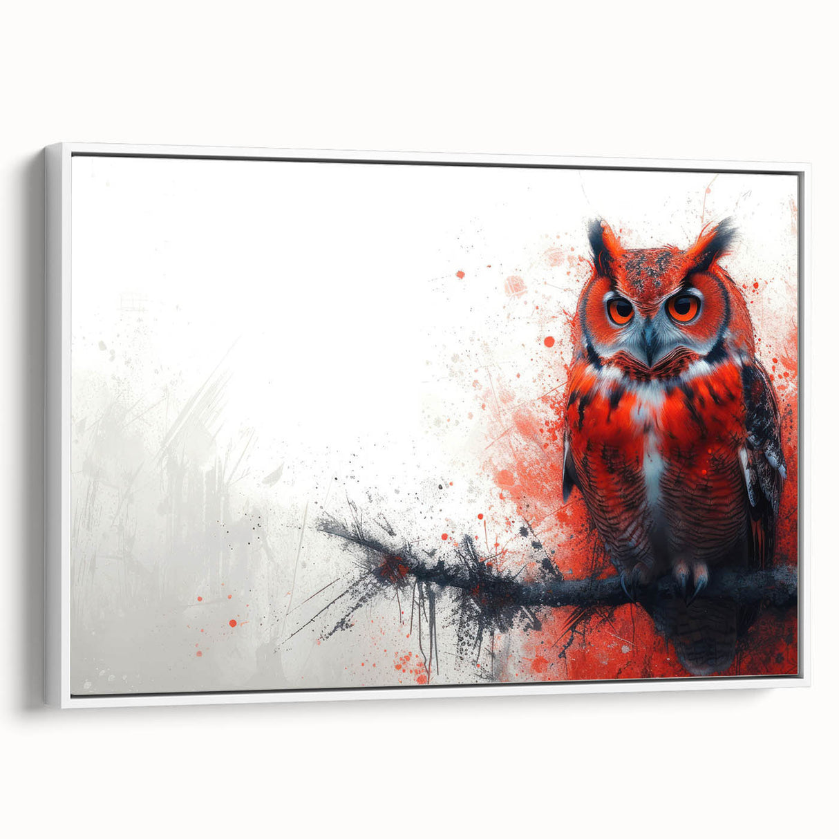 Framed canvas wall art featuring a detailed owl design, set against a white background, showcasing intricate illustrations and vibrant colors, ideal for home decor.