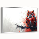 Framed canvas wall art featuring a detailed owl design, set against a white background, showcasing intricate illustrations and vibrant colors, ideal for home decor.
