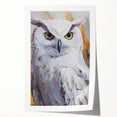 Owl-themed wall art print featuring intricate designs in rich earthy tones, showcasing detailed feathers and expressive eyes, perfect for nature lovers' decor.